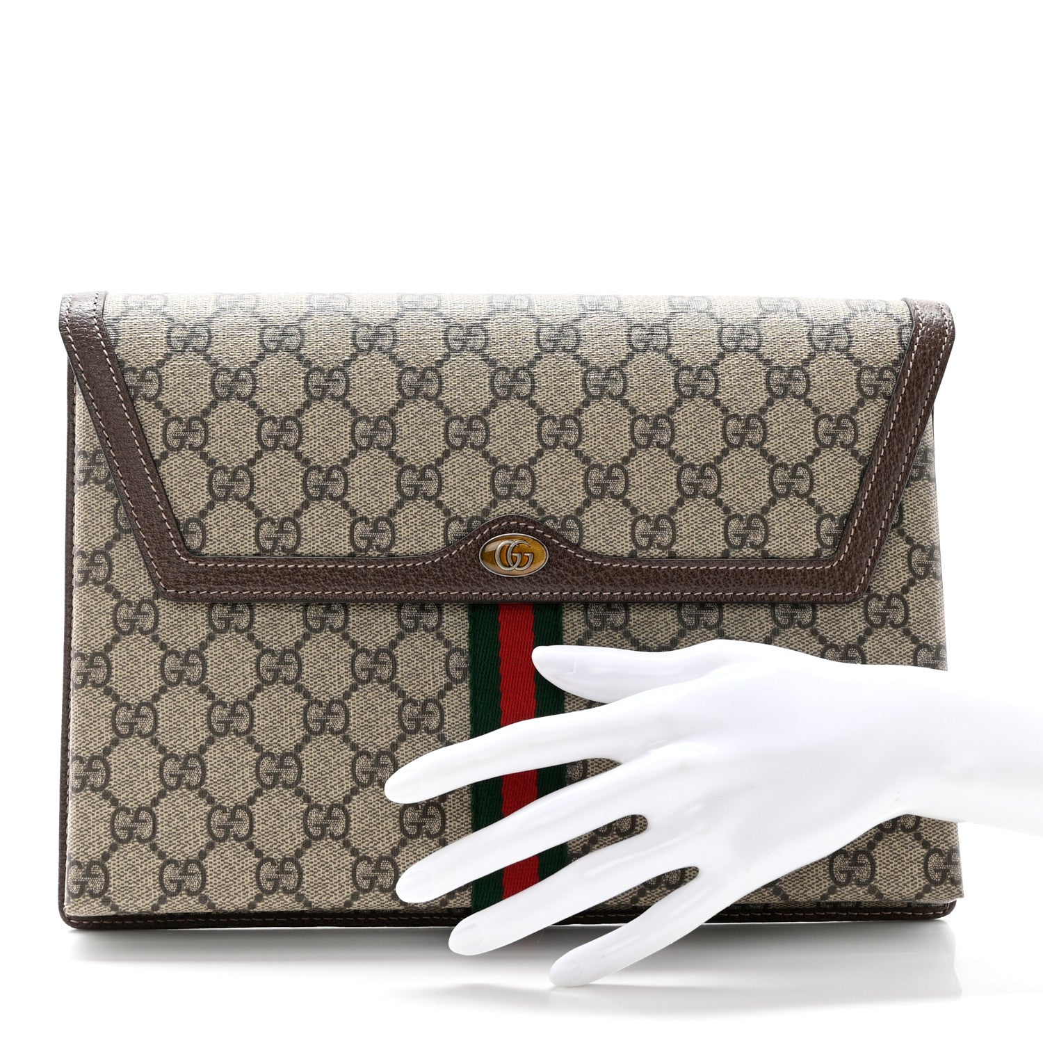Gucci GG Supreme Monogram Web Ophidia Clutch Beige New Acero 2 of 9
