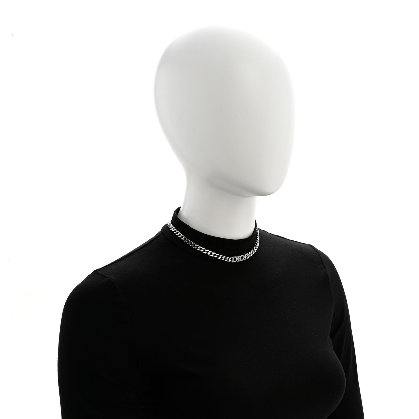 Metal Crystal Chain Choker Necklace Silver