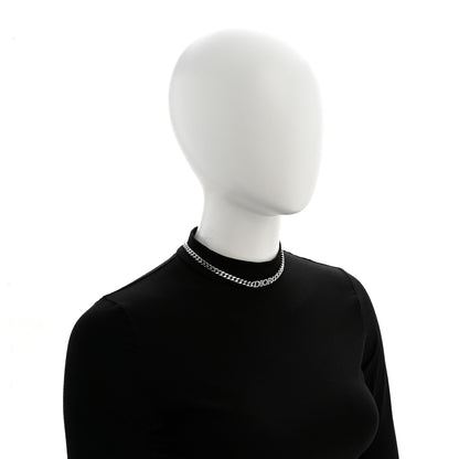 Christian Dior Metal Crystal Chain Choker Necklace Silver 2 of 5