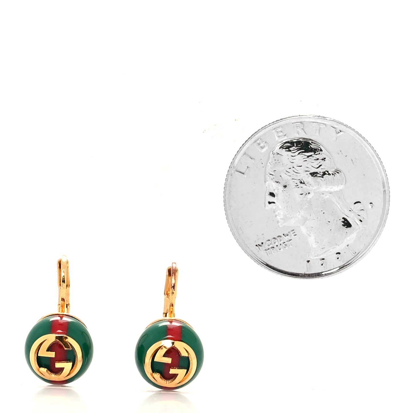 Resin Web Earrings Red Green Gold