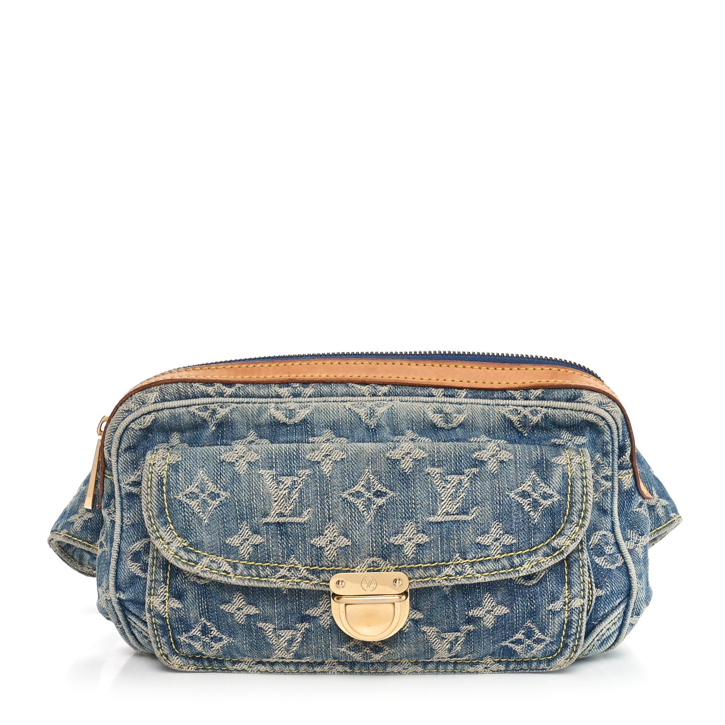 Monogram Denim Bum Bag Blue