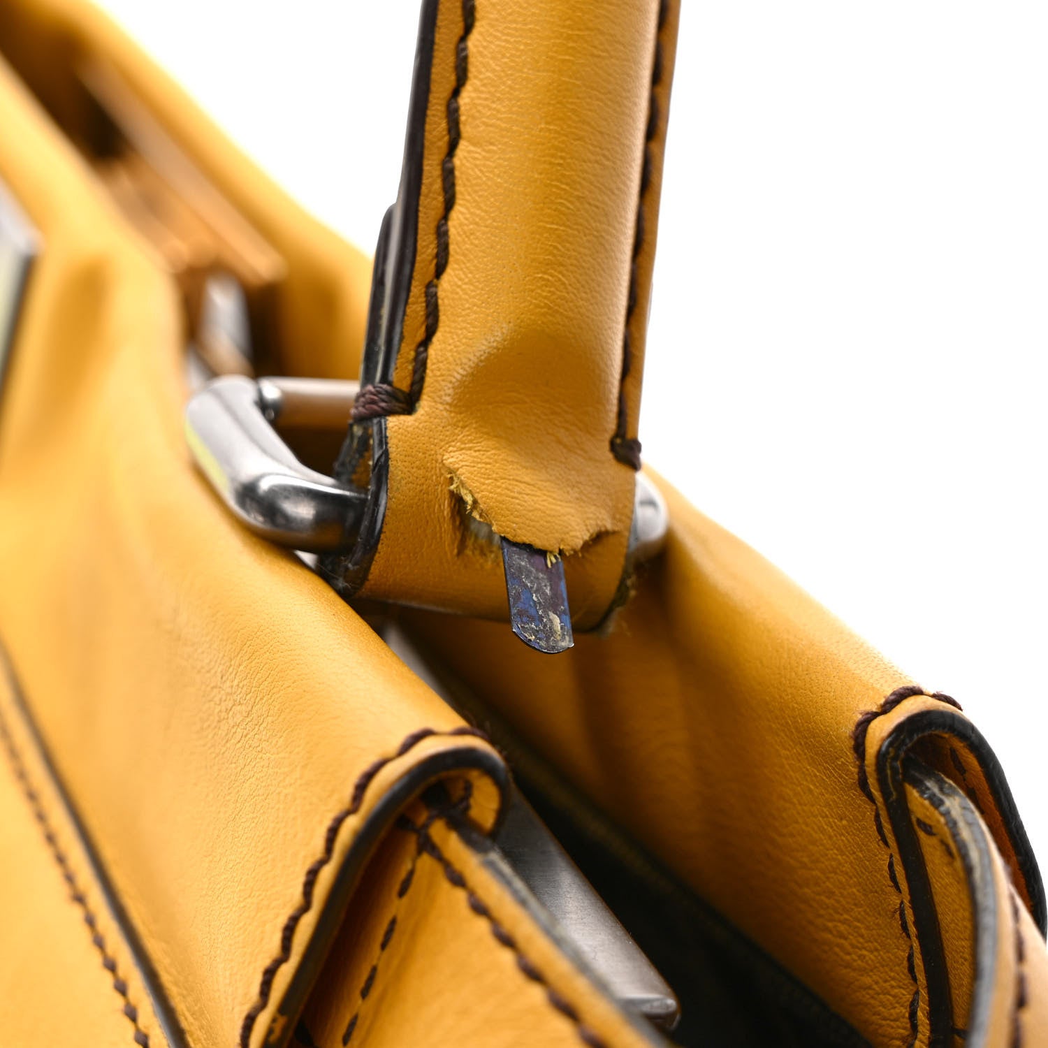 Fendi Vitello Zucca Large Peekaboo Iconic Satchel Yellow Tobacco 12 of 12