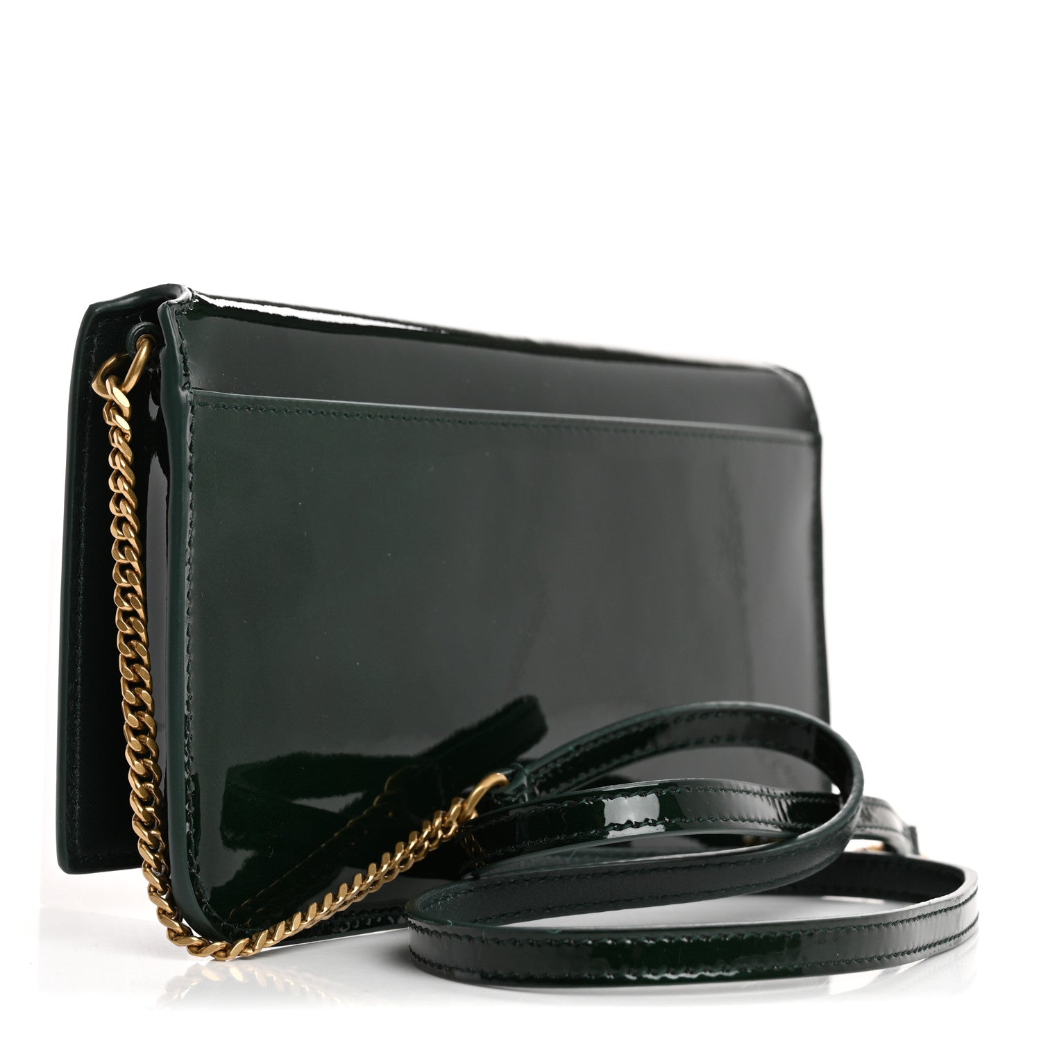 Saint Laurent Vernice Diamond Monogram Phone Holder Crossbody Fir Leaf 3 of 10