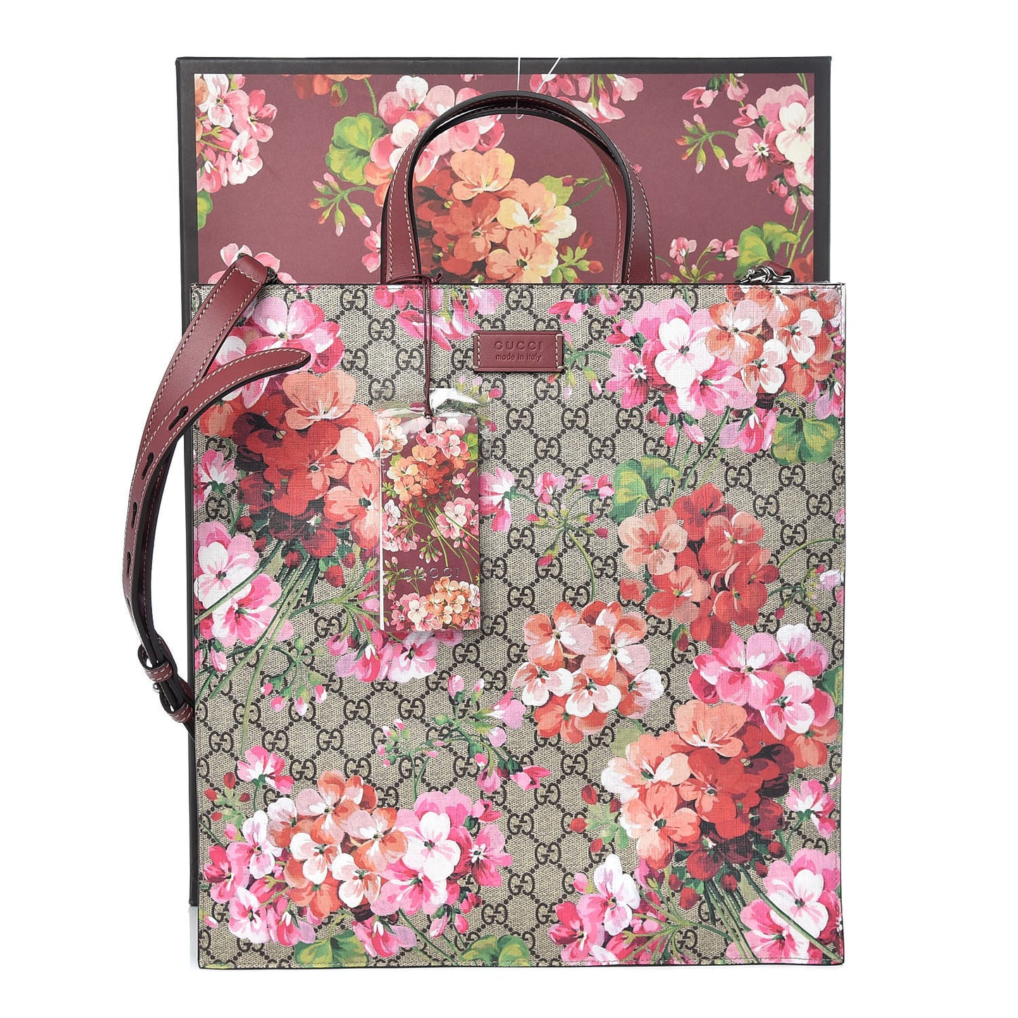 Soft GG Supreme Monogram Blooms Vertical Tote Beige Multicolor Dry Rose