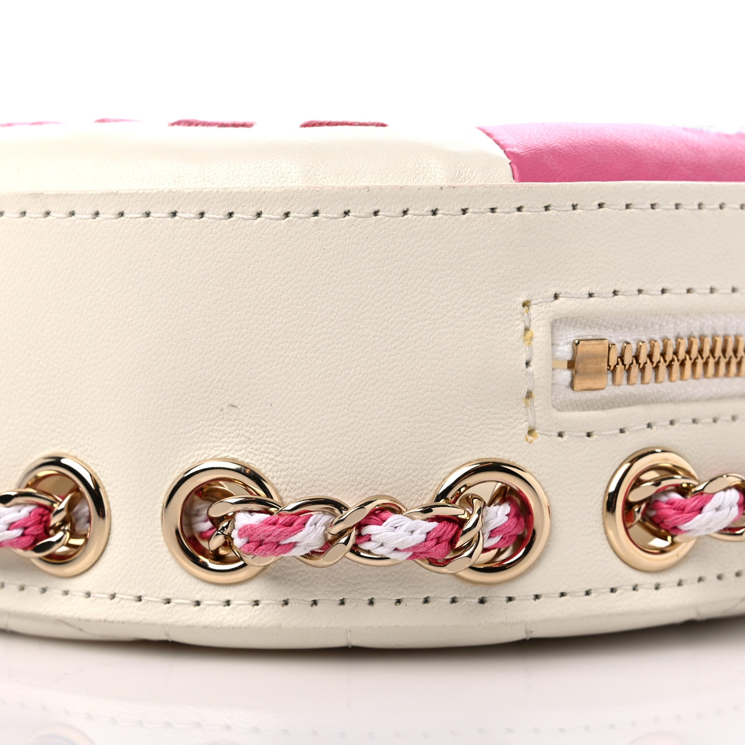 Chanel Lambskin Coco Lifesaver Round Bag Pink White 10 of 11