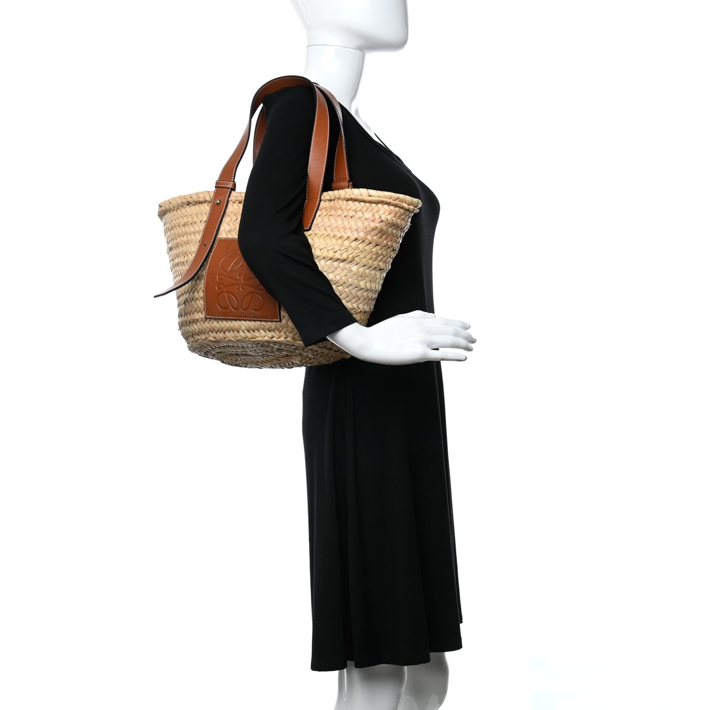 Raffia Medium Basket Tote Bag Natural Tan