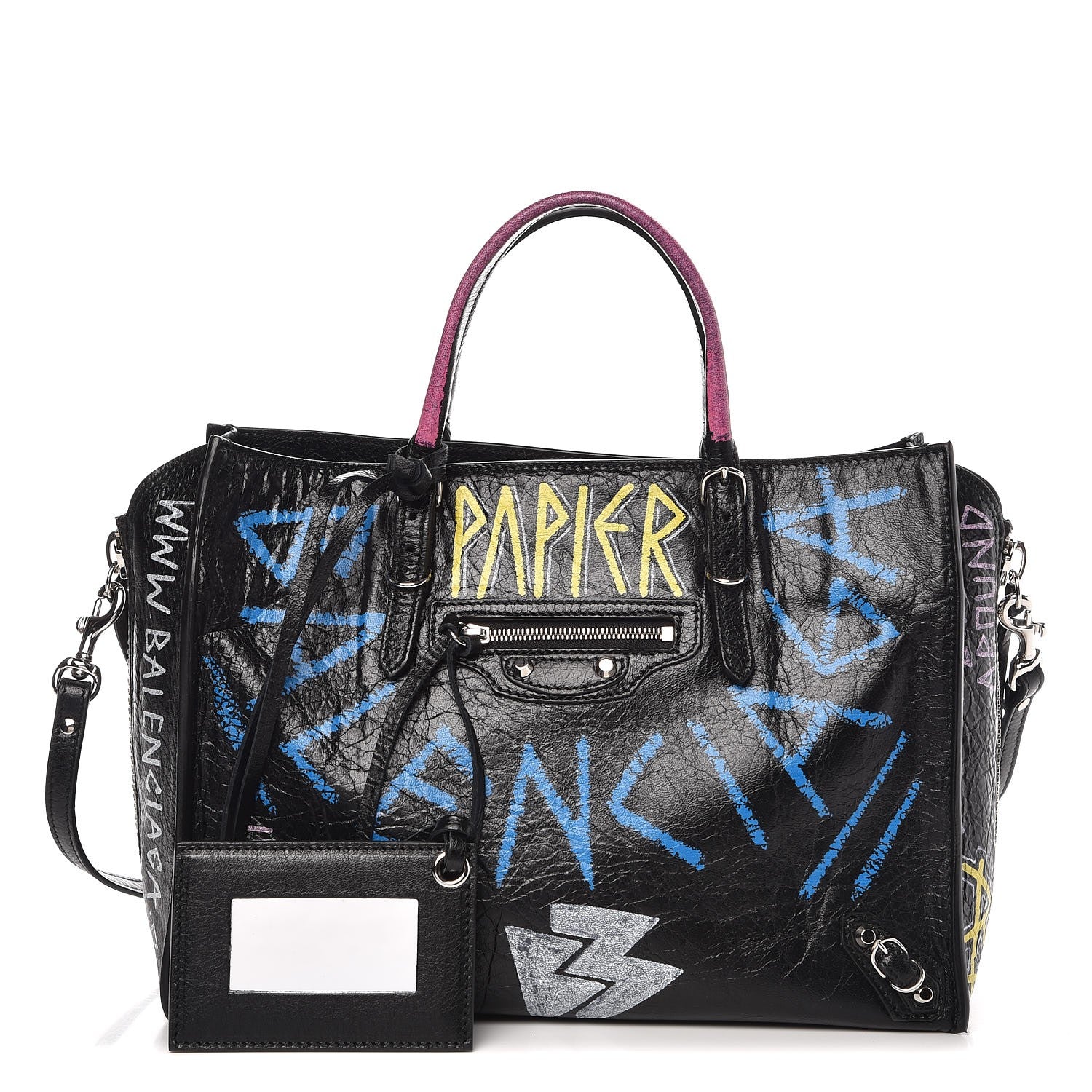 Balenciaga Agneau Graffiti Papier A6 Zip Around Tote Black 1 of 6