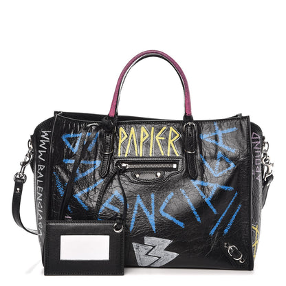 Balenciaga Agneau Graffiti Papier A6 Zip Around Tote Black 1 of 6