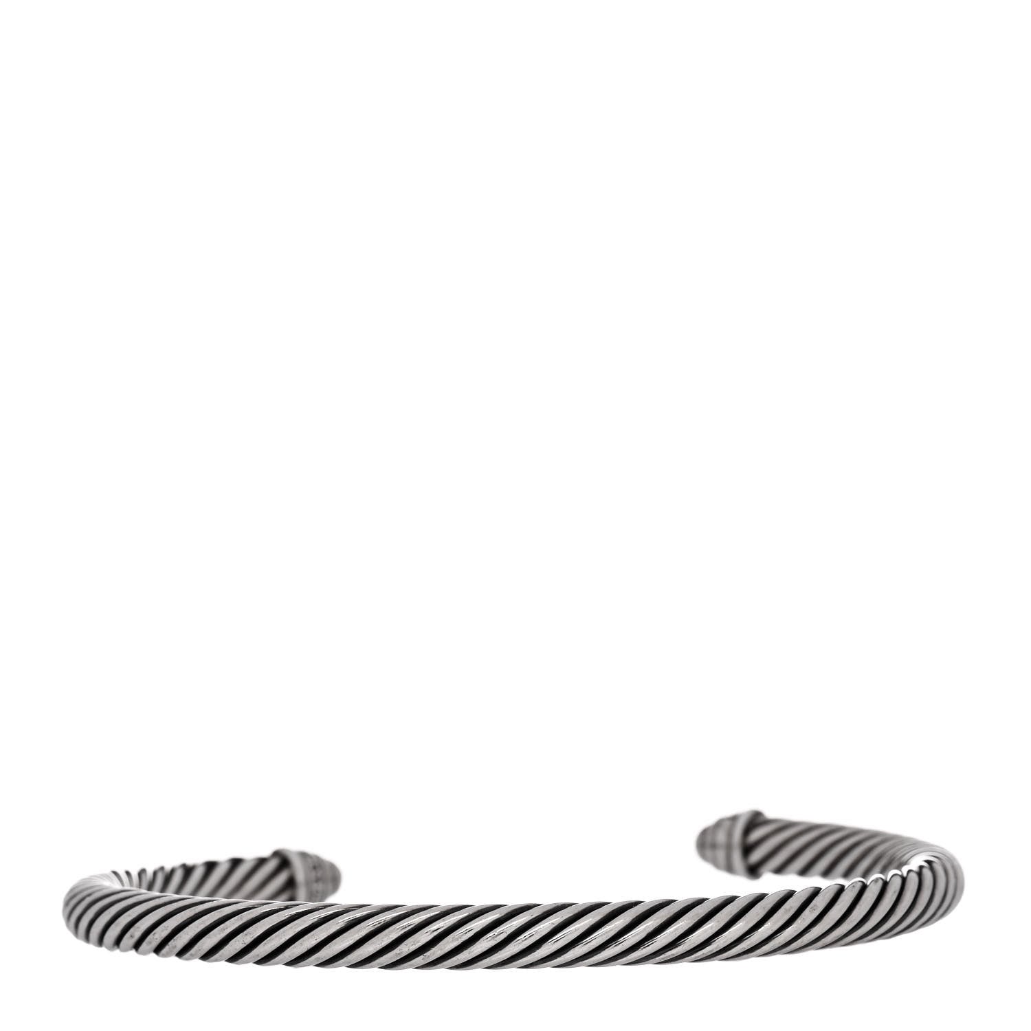David Yurman Sterling Silver Diamond 5mm Cable Classics Dome Bracelet 2 of 3
