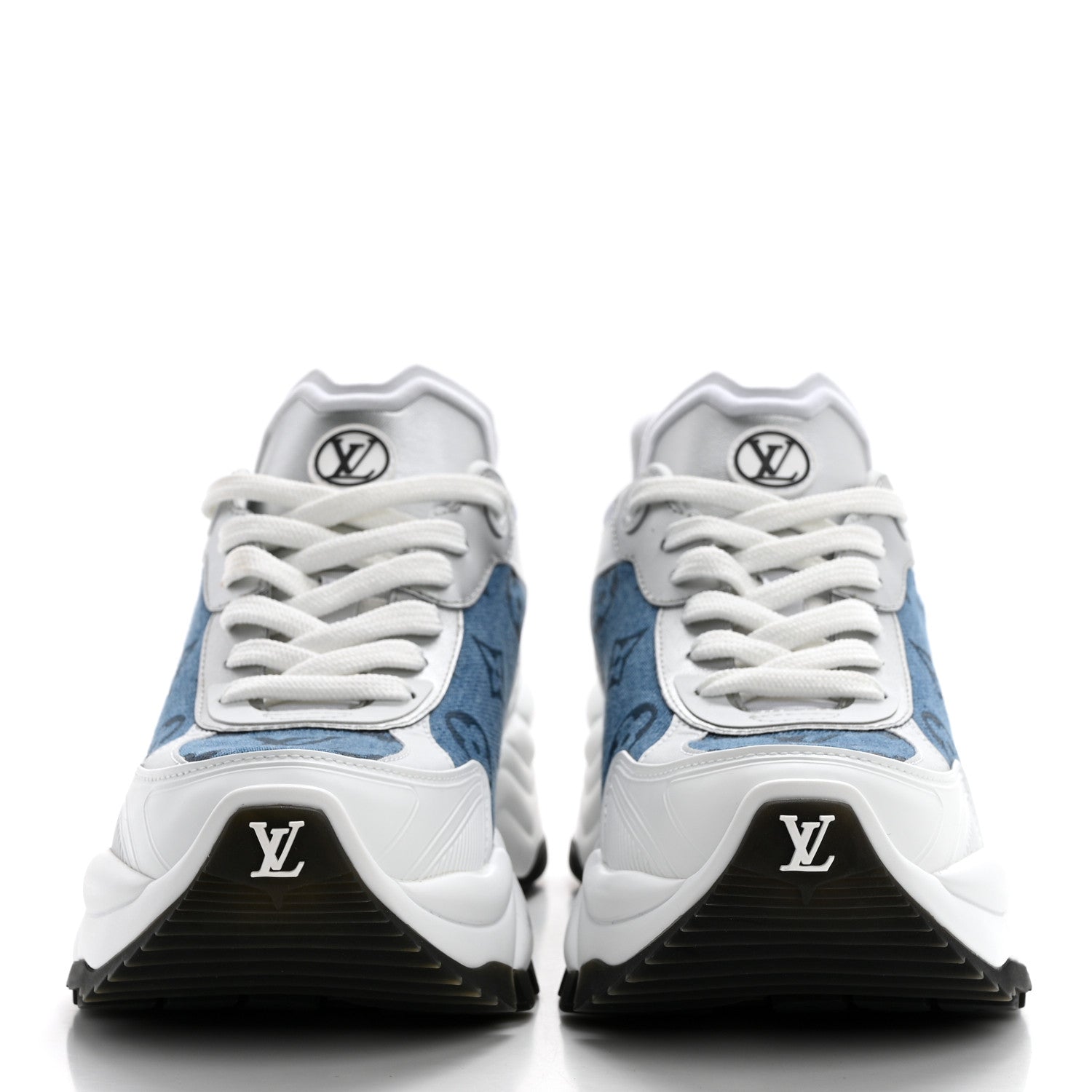 Louis Vuitton Calfskin Monogram Denim Run 55 Sneakers 38 Blue 2 of 8