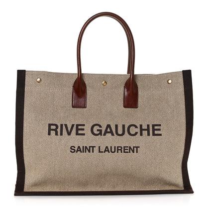 Saint Laurent Linen Calfskin Rive Gauche Tote Natural 1 of 10
