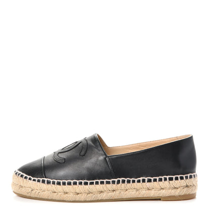 Chanel Lambskin CC Espadrilles 38 Black 1 of 12
