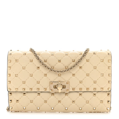 Valentino Garavani Lambskin Rockstud Spike Wallet on Chain Light Ivory 1 of 10