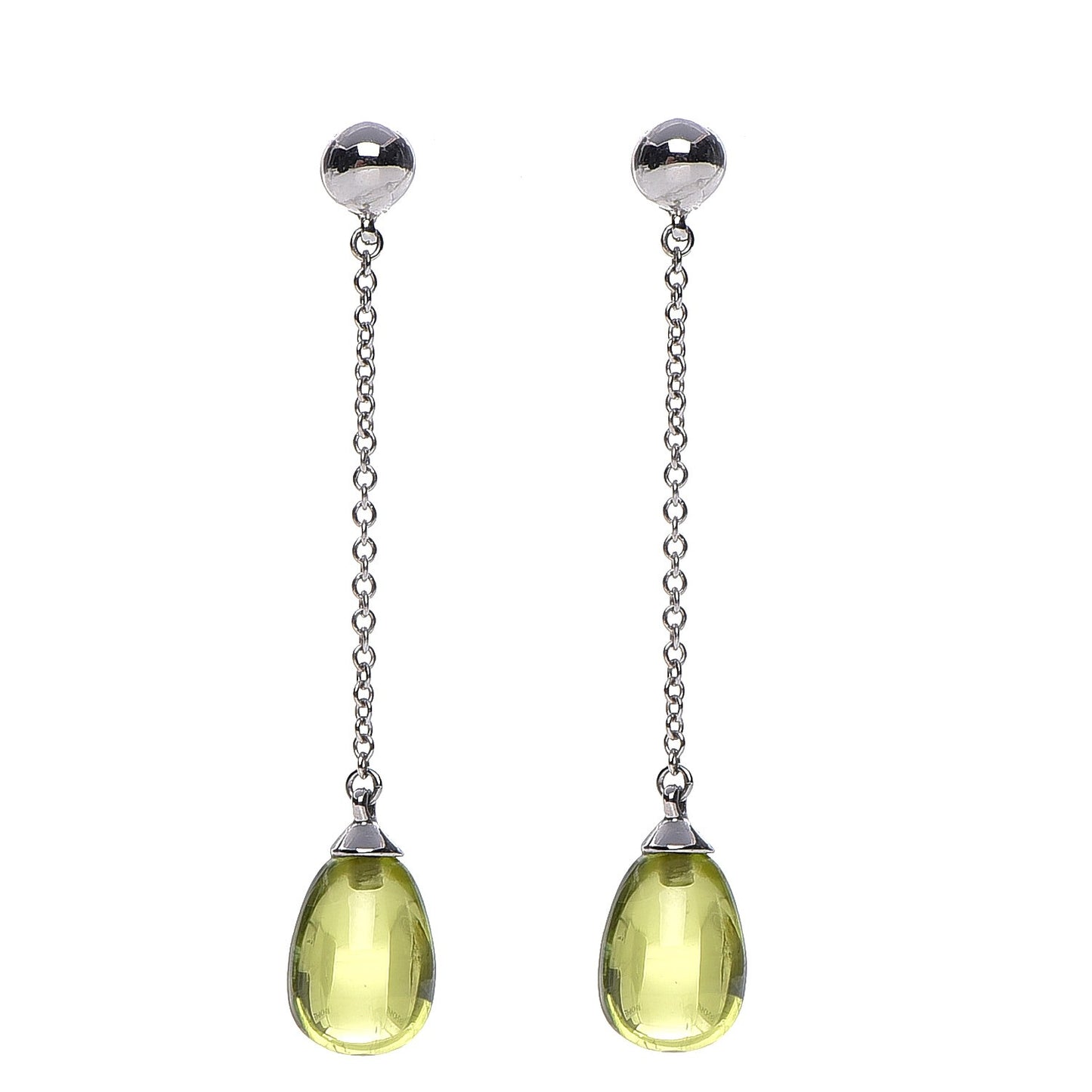 18K White Gold Peridot Drop Earrings