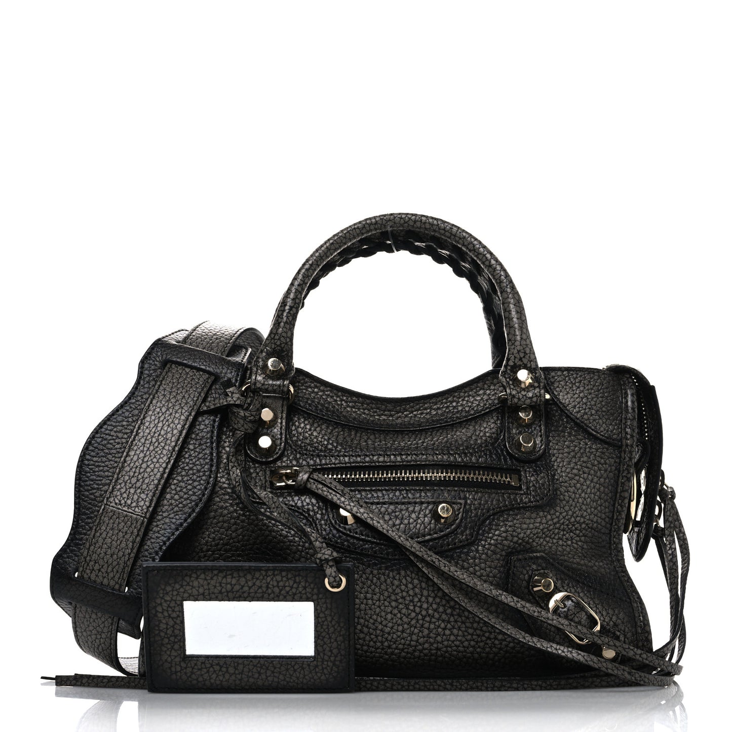 Grained Calfskin Classic Gold Hardware Mini City Ombre Grey Gradient