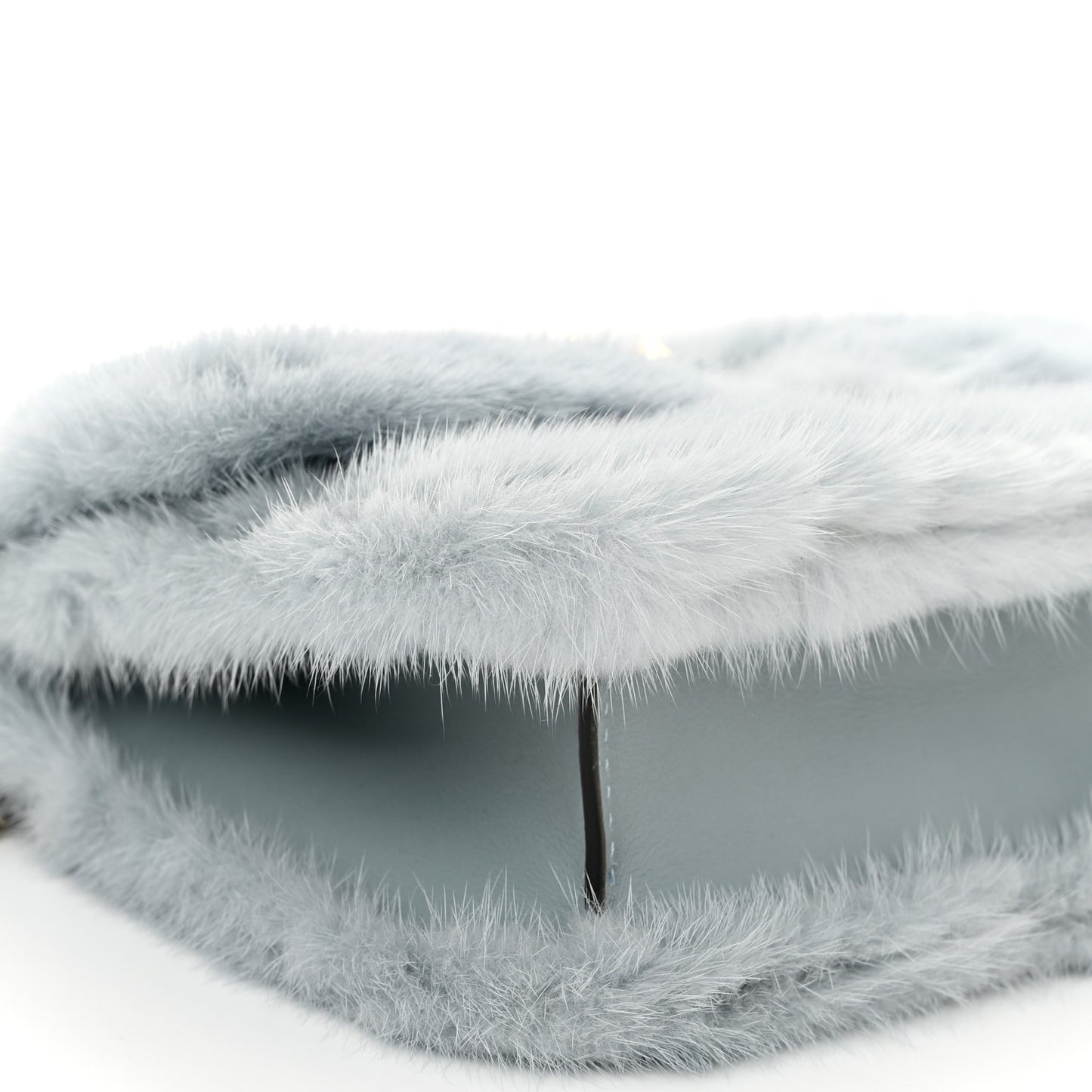 Mink Fur Small Glam Lock Rockstud Flap Light Blue