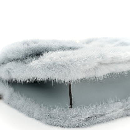 Valentino Garavani Mink Fur Small Glam Lock Rockstud Flap Light Blue 9 of 11