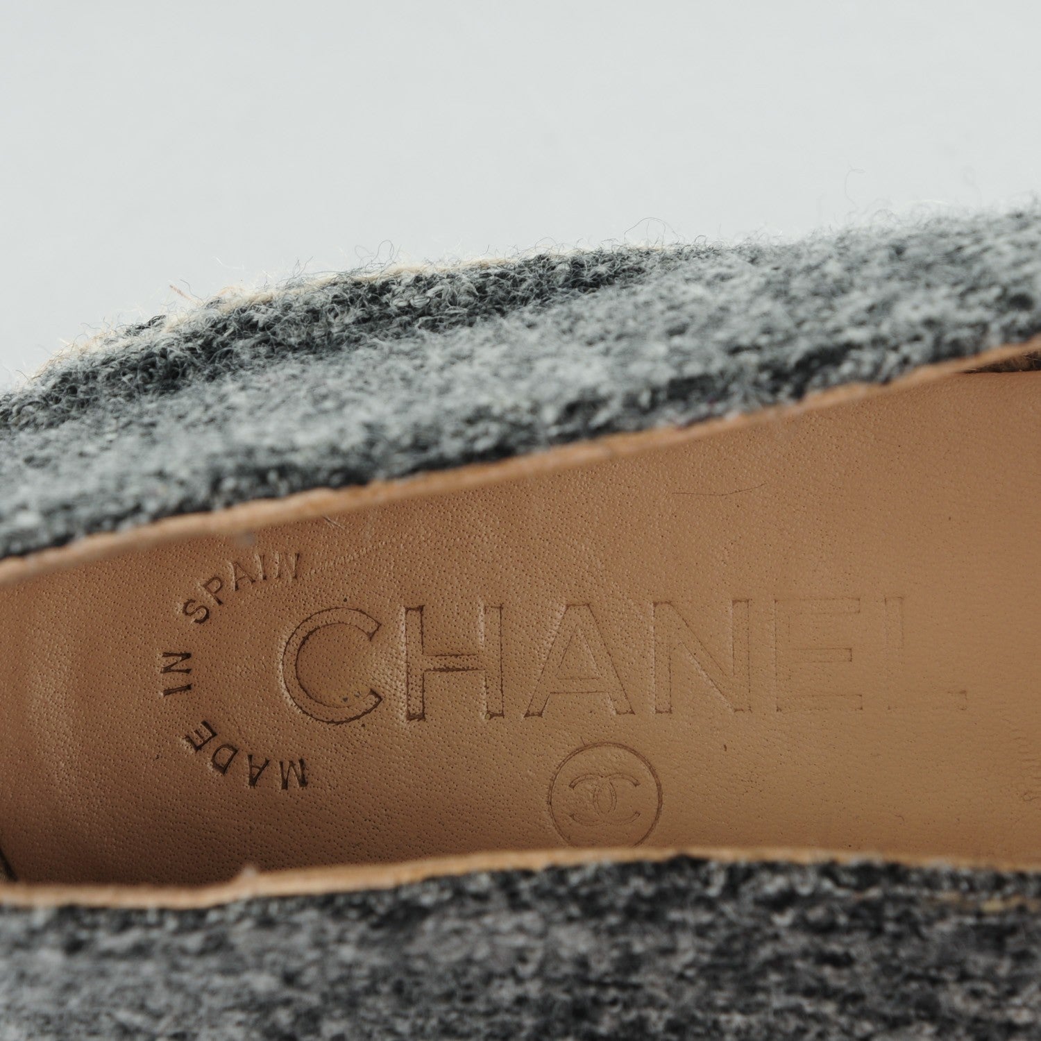Chanel Tweed Velvet CC Espadrilles 39 Grey Black 9 of 9