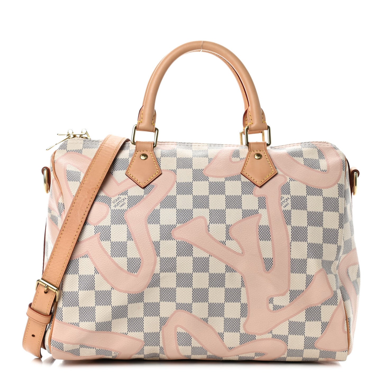 Damier Azur Tahitienne Speedy Bandouliere 30 Rose Ballerine
