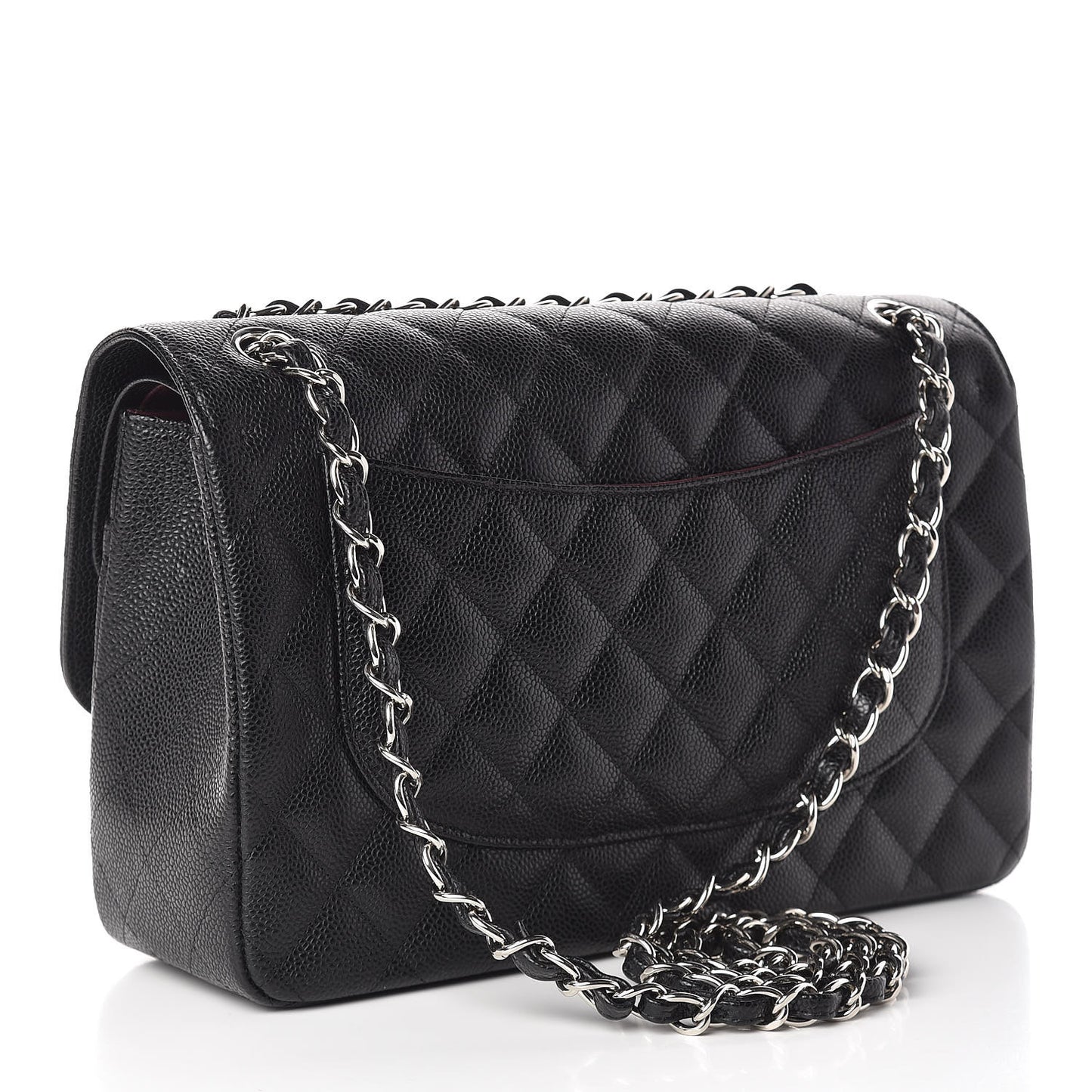 Caviar Quilted Jumbo Double Flap Black