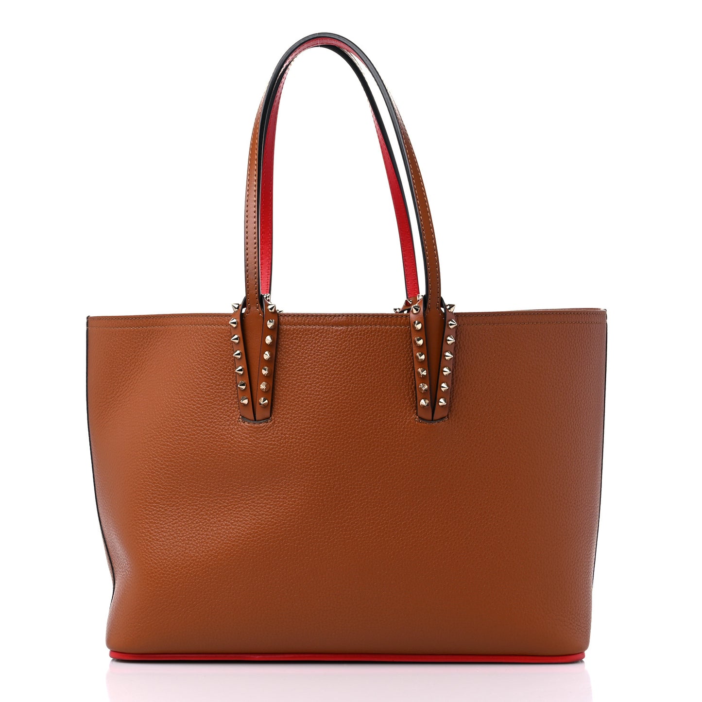 Calfskin Empire Spikes Small East West Cabata Tote Brown