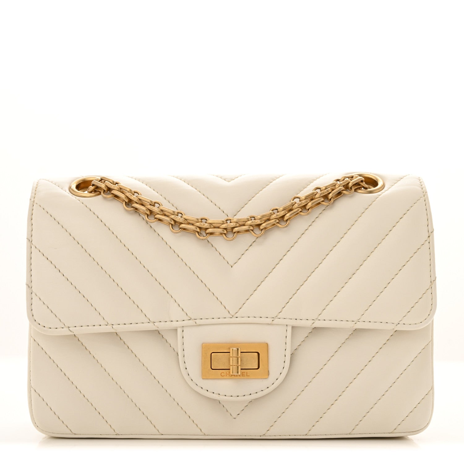 Chanel Aged Calfskin Chevron Quilted 2.55 Reissue Mini Flap White 1 of 11