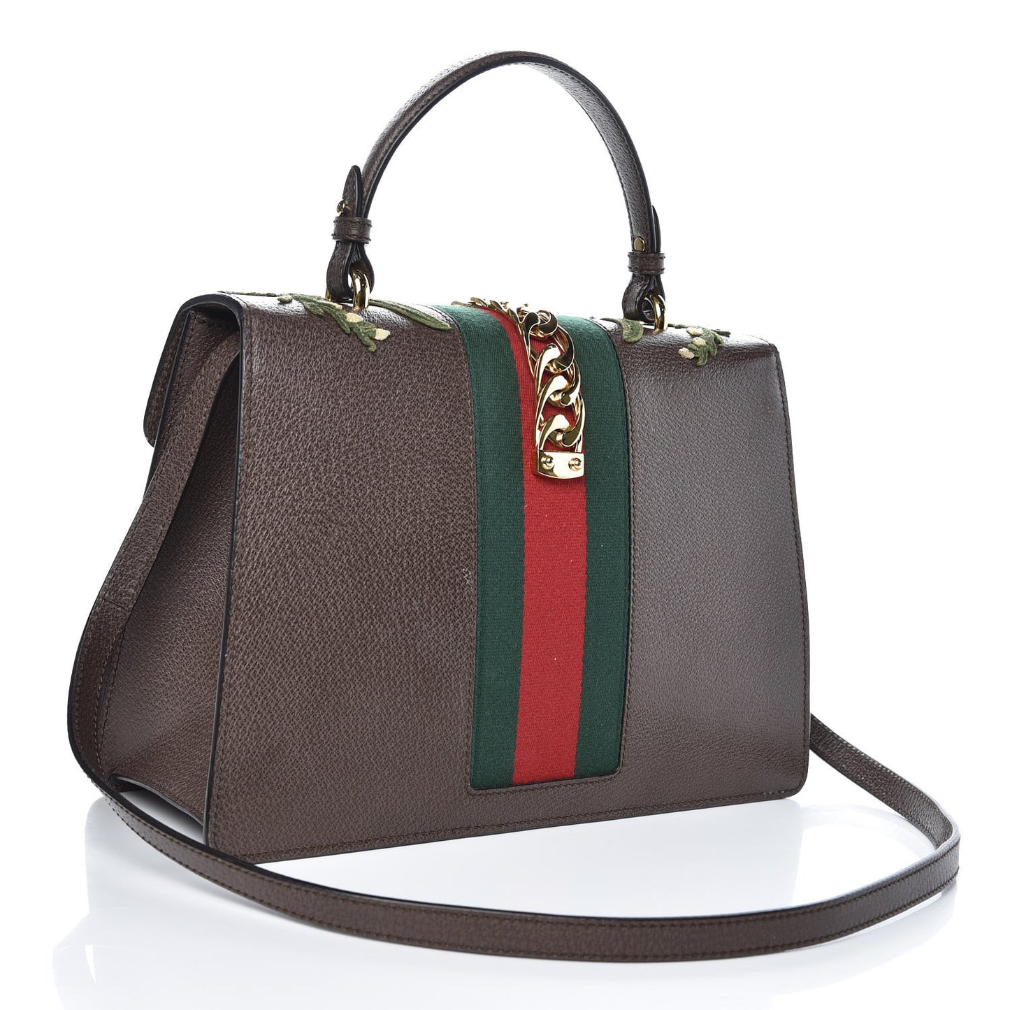Calfskin Embroidered Medium Sylvie Top Handle Bag New Acero Multicolor