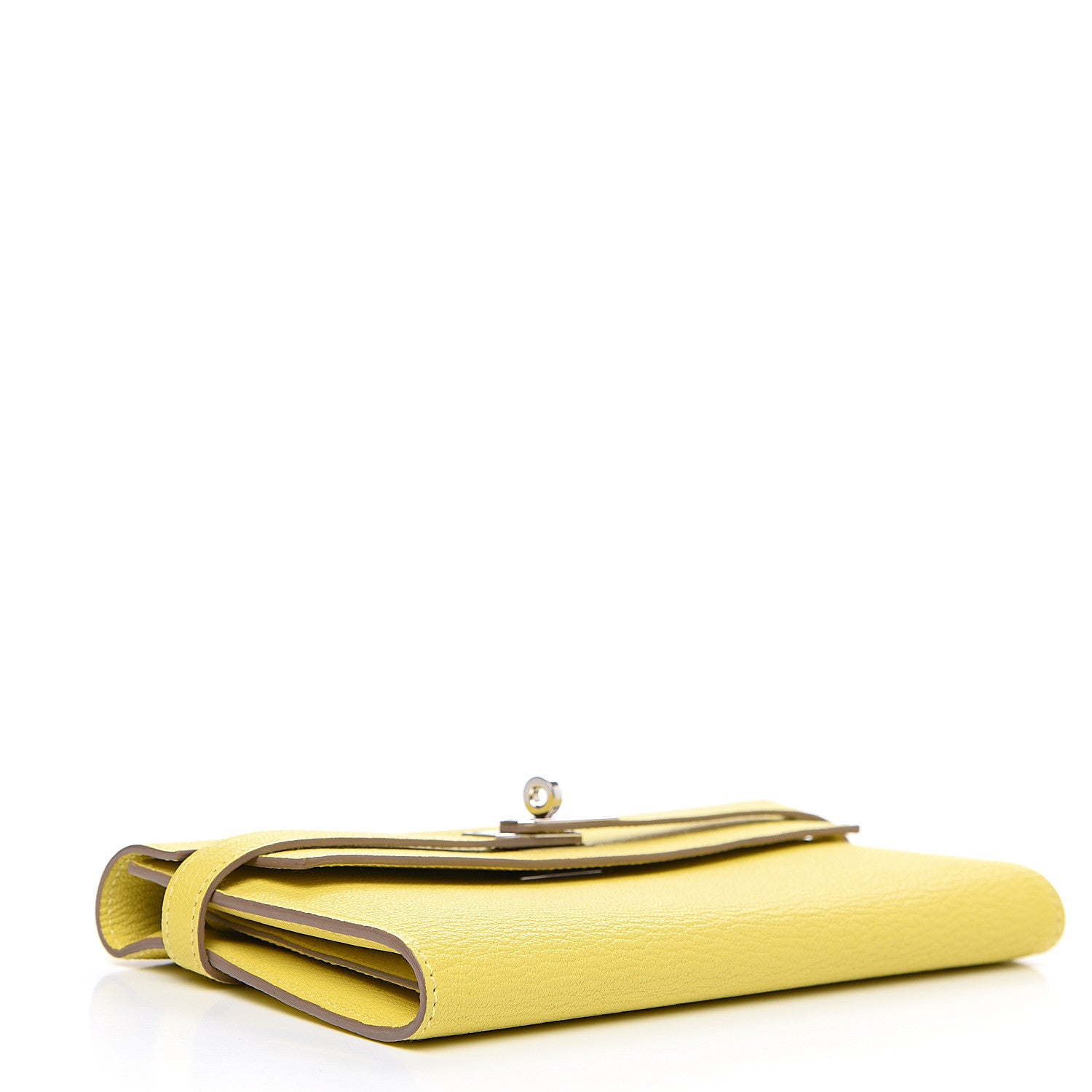 Hermes Chevre Mysore Kelly Longue Wallet Lime 3 of 10