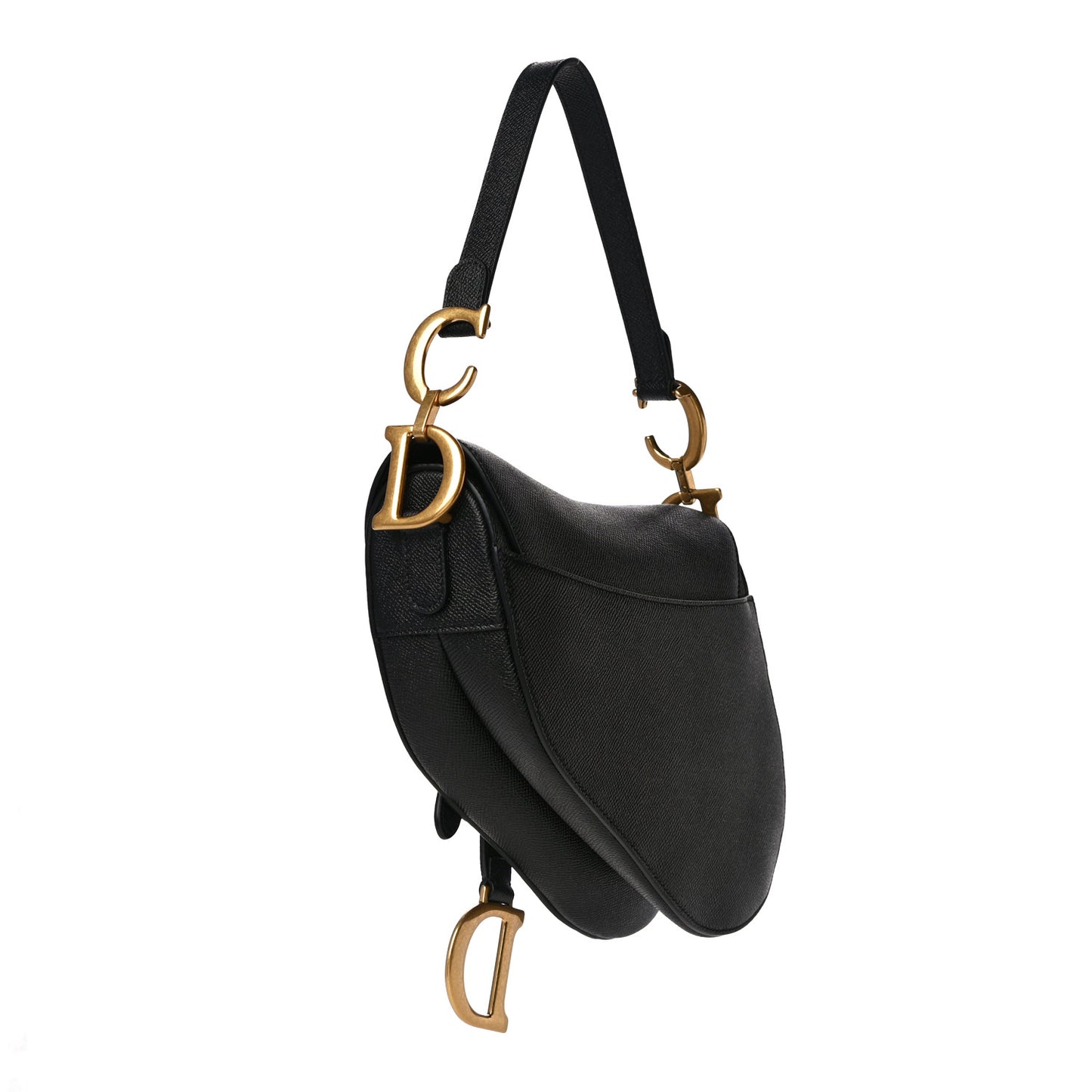Grained Calfskin Saddle Bag Black