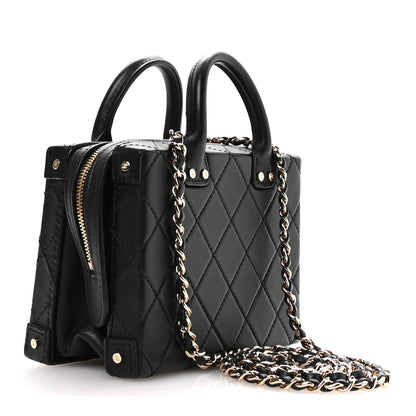 Chanel Calfskin Quilted Small Studded Square Vanity Case Black 3 of 10