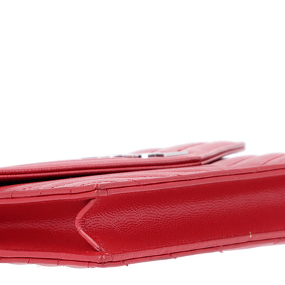 Saint Laurent Grain De Poudre Matelasse Chevron Monogram Chain Wallet Palissandre 8 of 9