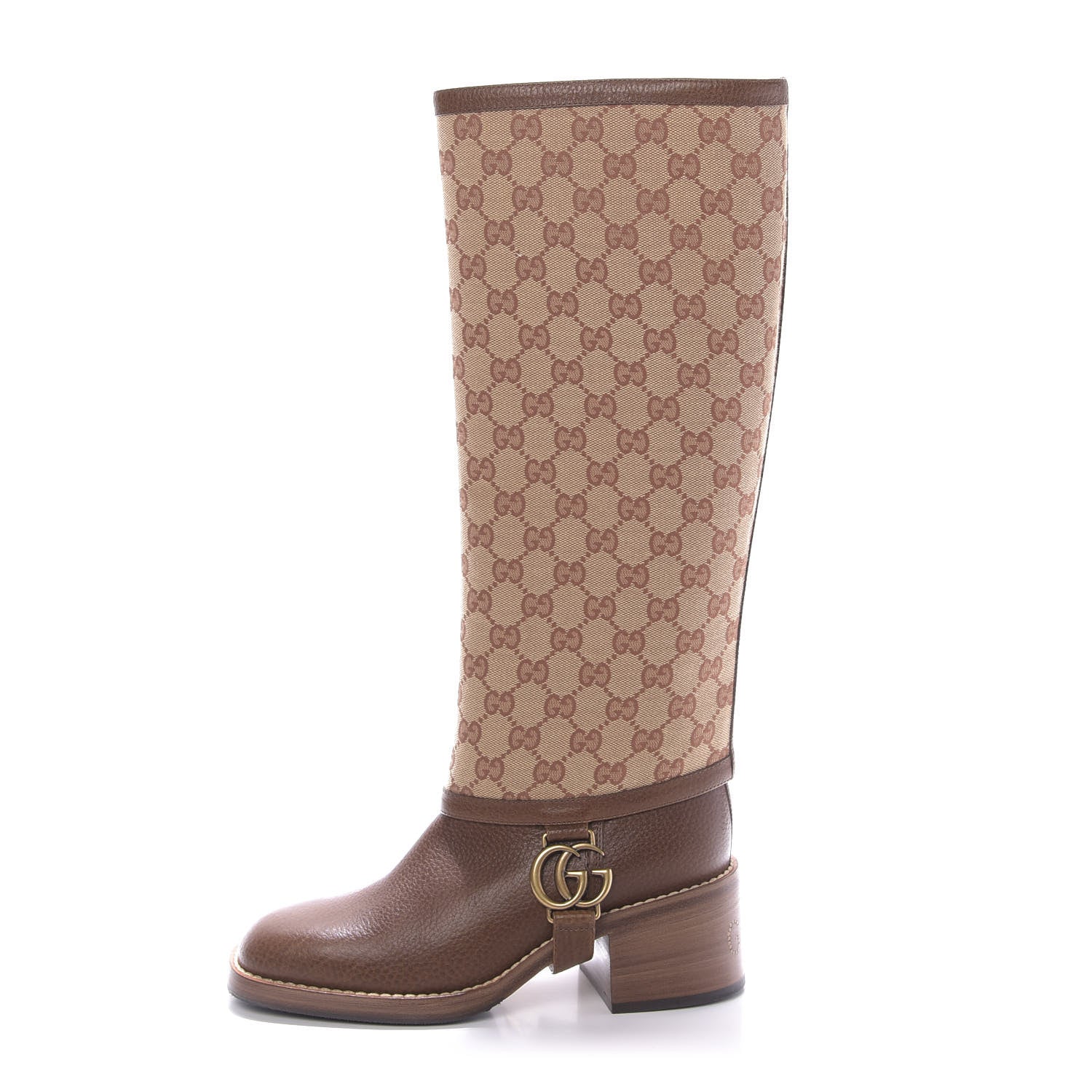 Gucci GG Monogram Calfskin Lola Tall Boots 36.5 Beige Ruggine Cuir 1 of 9