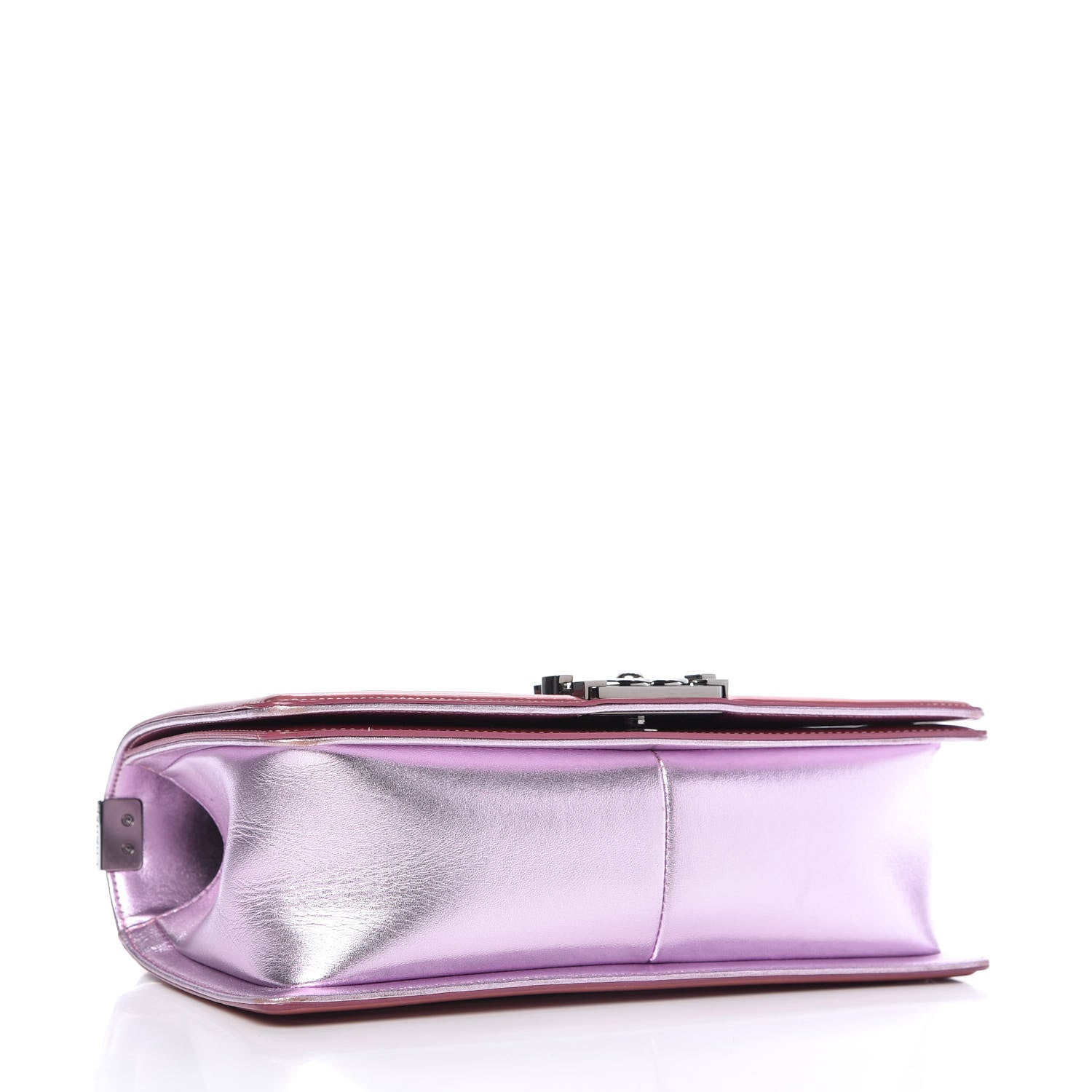 Chanel Metallic Patent Calfskin Quilted Medium Boy Flap Light Pink 4 of 10