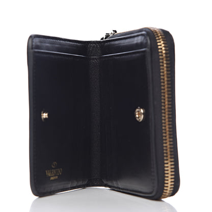 Valentino Garavani Nappa Rockstud Spike Compact Zip Around Wallet Black 5 of 9