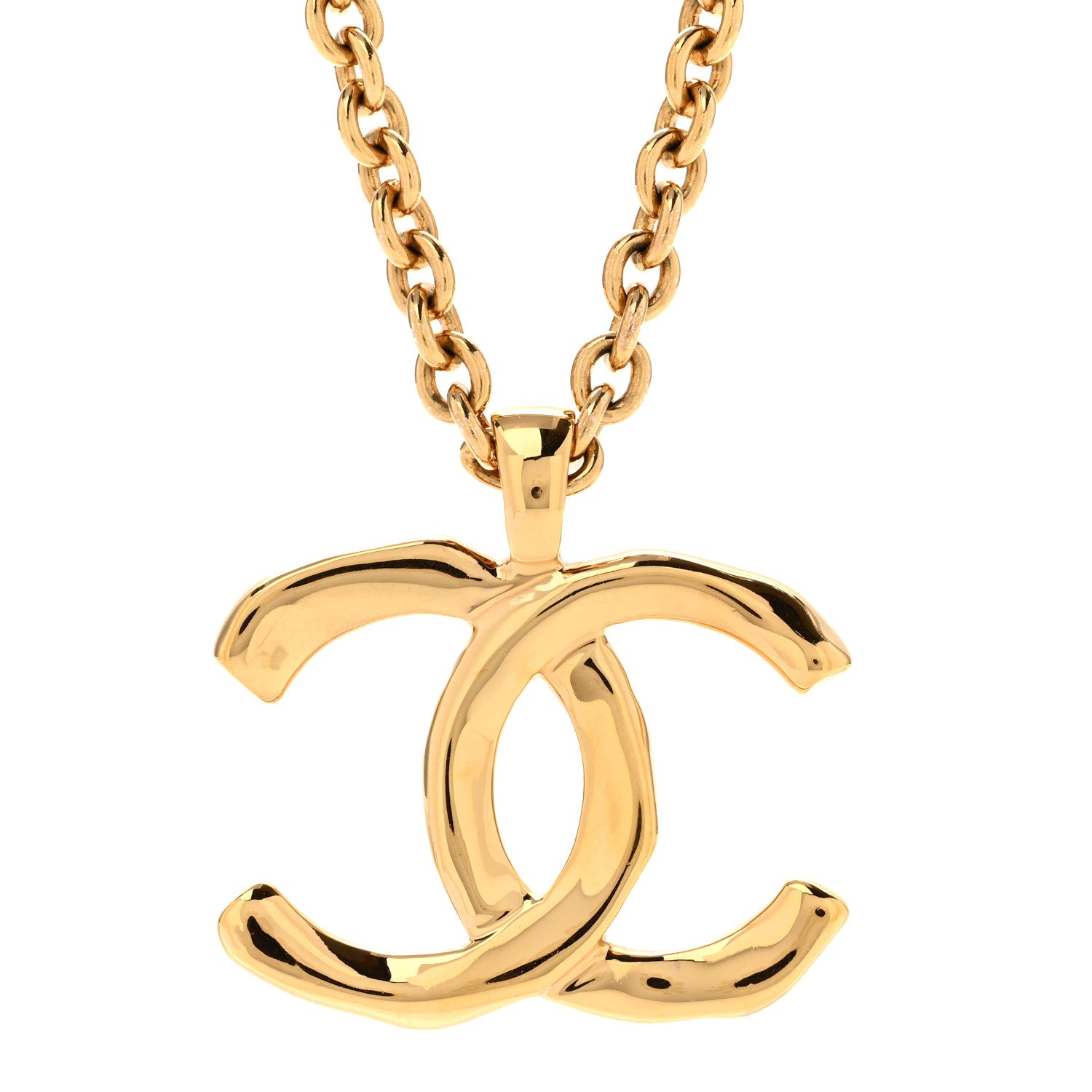 Chanel Metal Large CC Pendant Chain Necklace Gold 4 of 6