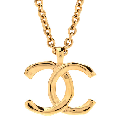 Chanel Metal Large CC Pendant Chain Necklace Gold 4 of 6