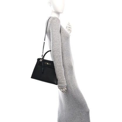 Hermes Veau Grain Lisse Kelly Sellier 28 Black 2 of 12