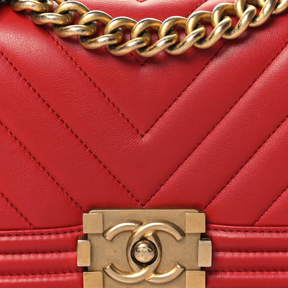 Chanel Calfskin Chevron Quilted Small Boy Flap Red 8 of 10
