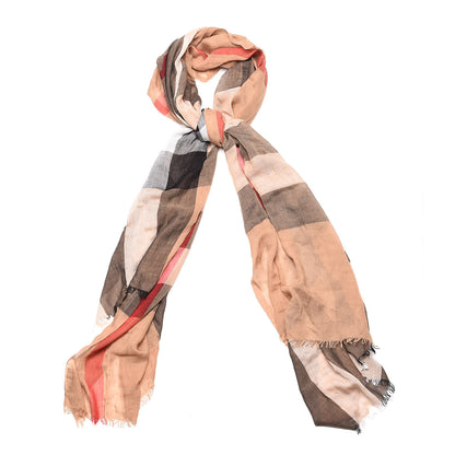 Burberry Modal Silk Mega Check Lightweight Scarf Camel 1 of 5