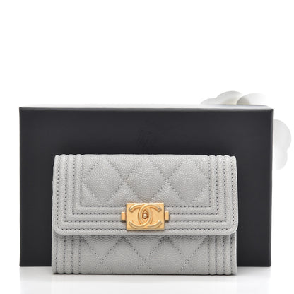 Chanel Caviar Quilted Boy Flap Card Holder Grey 9 of 9