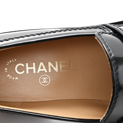 Chanel Shiny Calfskin Logo Loafers 38.5 Black 8 of 10