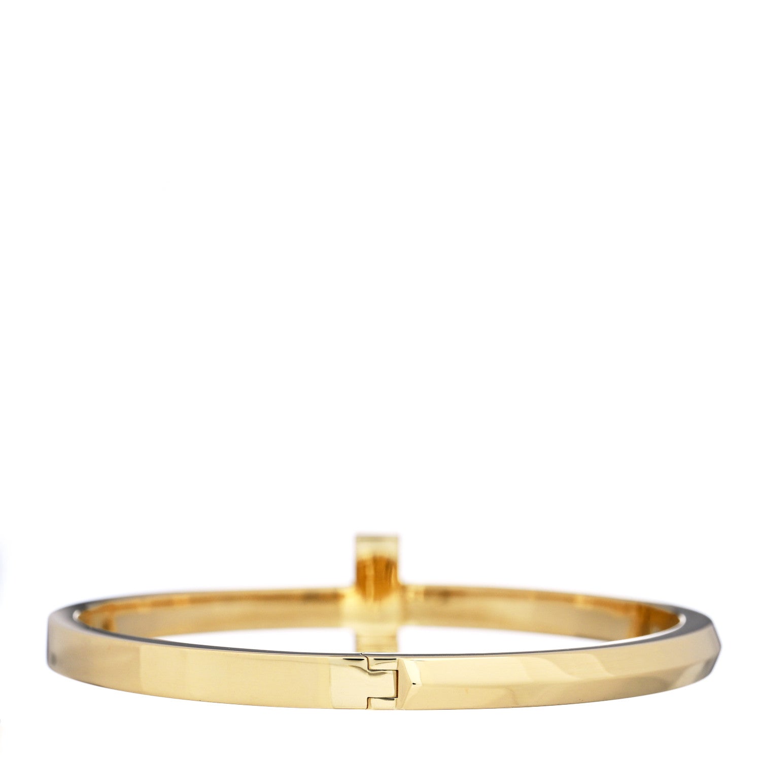 Tiffany 18K Yellow Gold Wide T T1 Hinged Bangle Bracelet 2 of 4