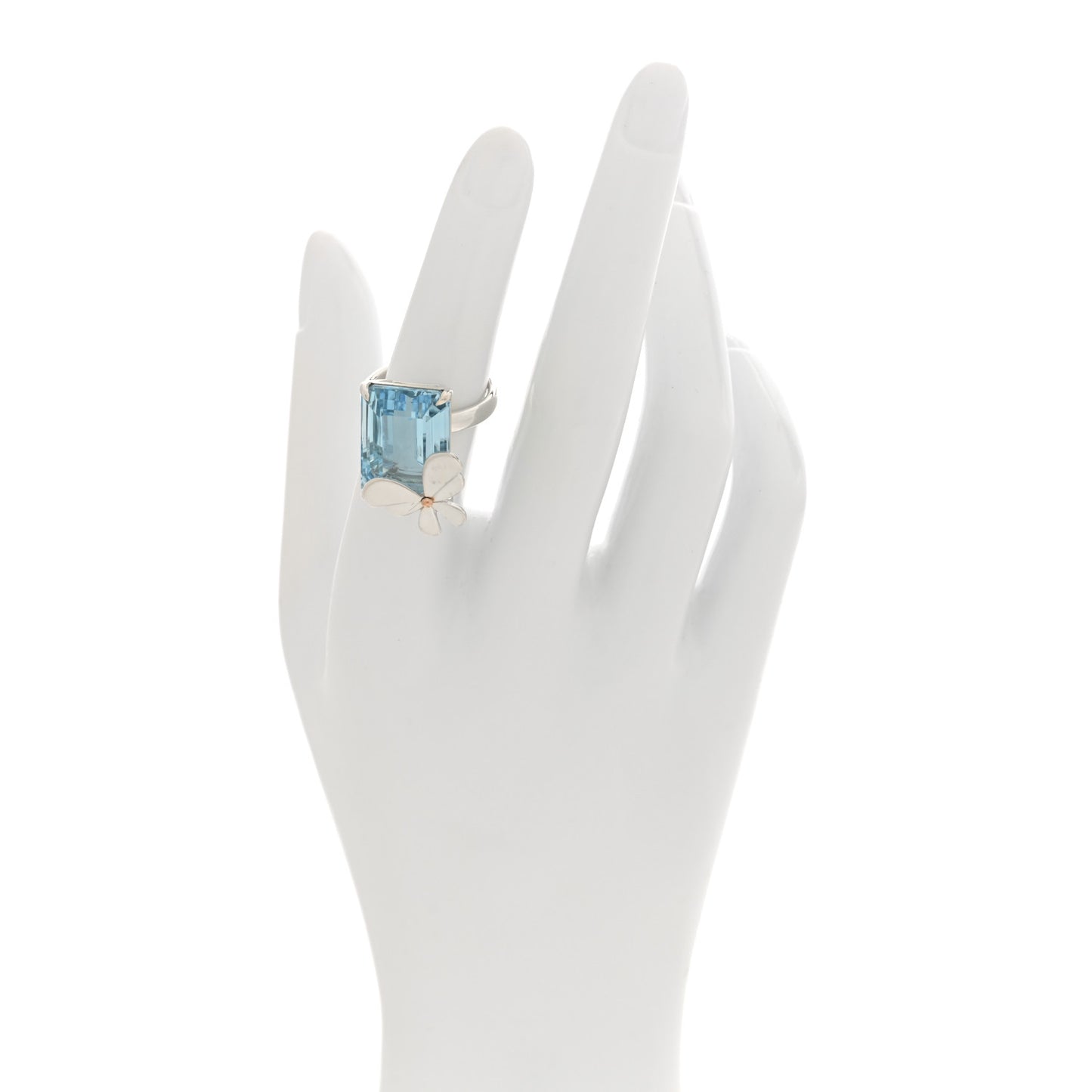 Sterling Silver 18K Rose Gold Blue Topaz Return to Tiffany Love Bugs Butterfly Ring 51 5.75
