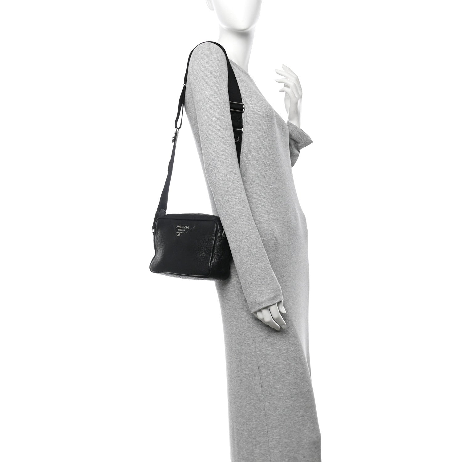 Prada Vitello Daino Camera Crossbody Black 2 of 10