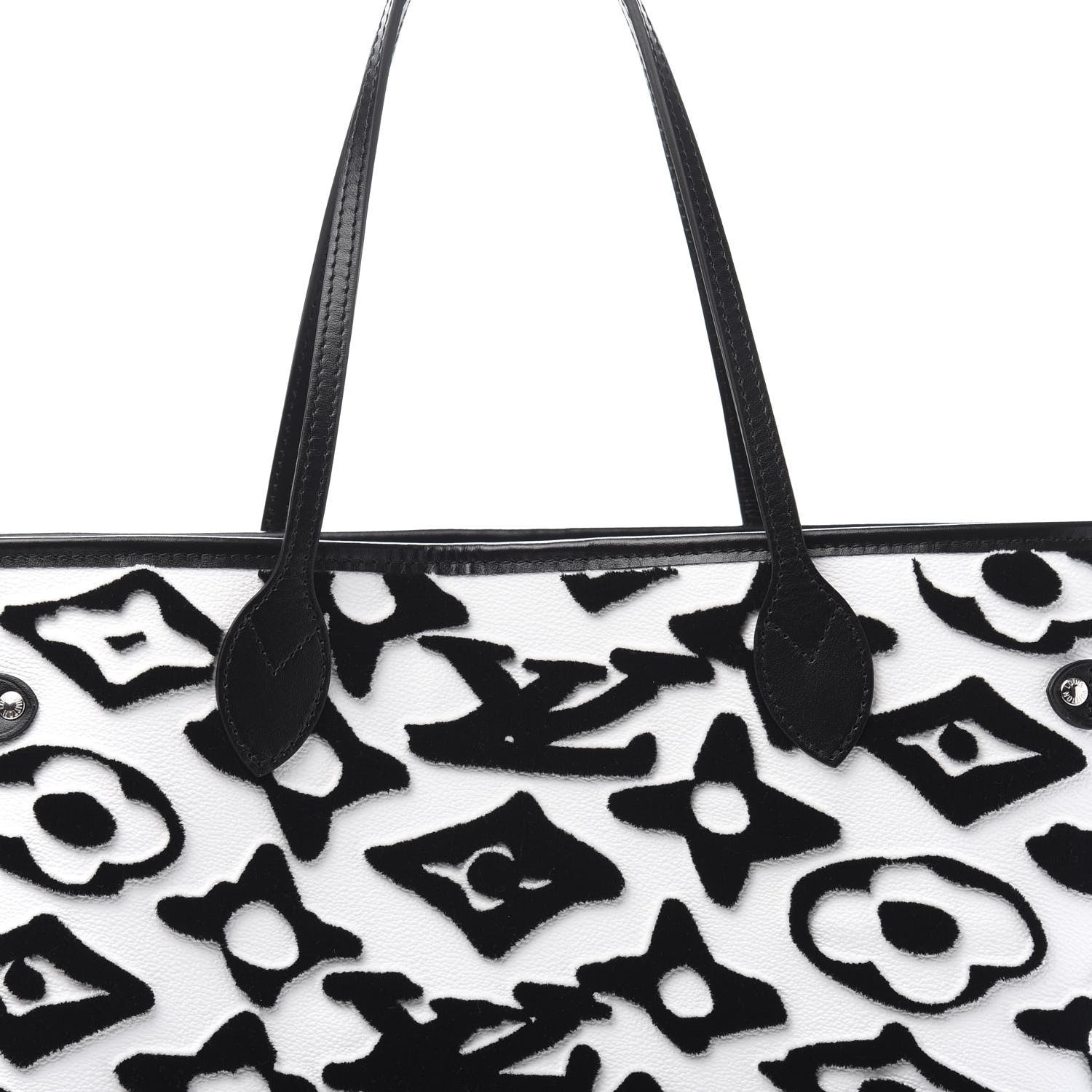 Louis Vuitton X UF Tufted Monogram Neverfull MM Black White 10 of 11
