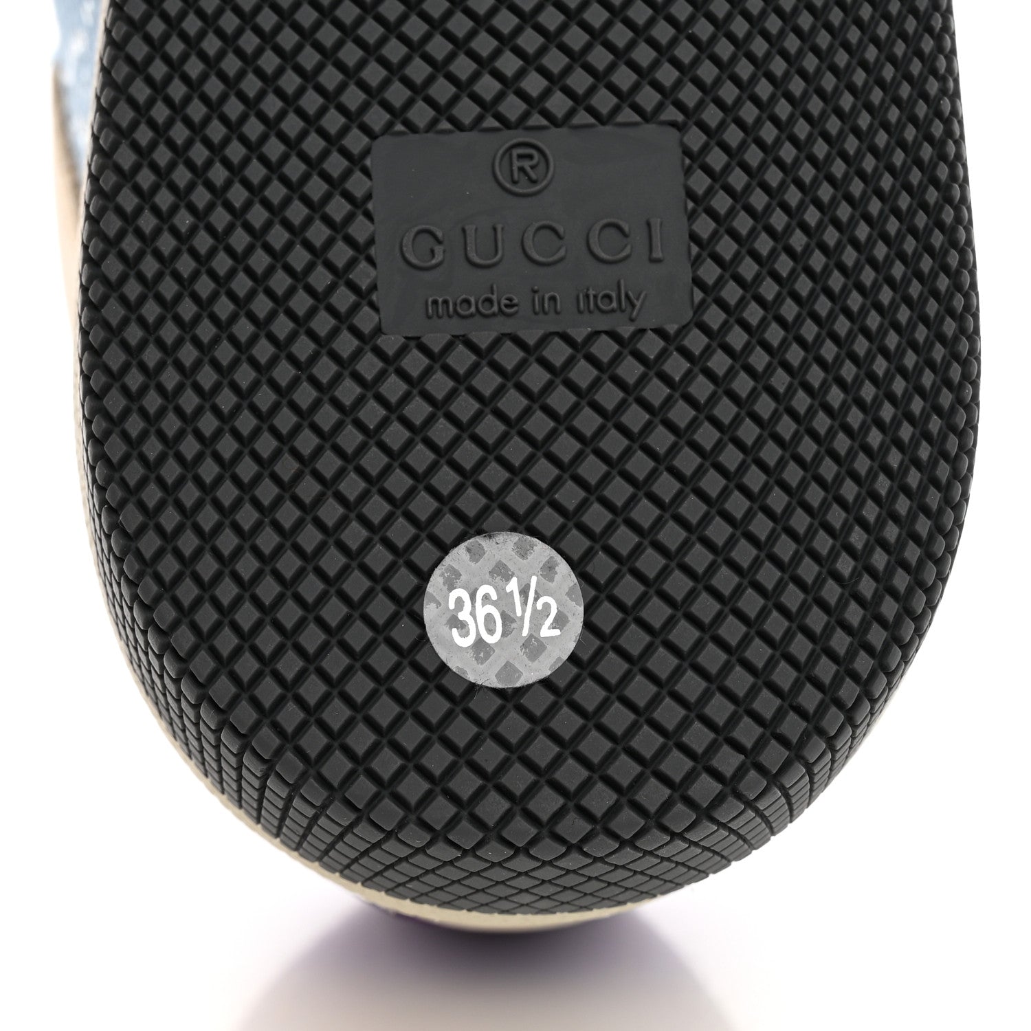 Gucci Calfskin Lame GG Monogram Web Womens Screener Sneakers 36.5 Blue Silver Dusty Milk Shine Purple 9 of 16