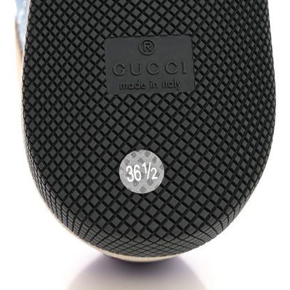 Gucci Calfskin Lame GG Monogram Web Womens Screener Sneakers 36.5 Blue Silver Dusty Milk Shine Purple 9 of 16