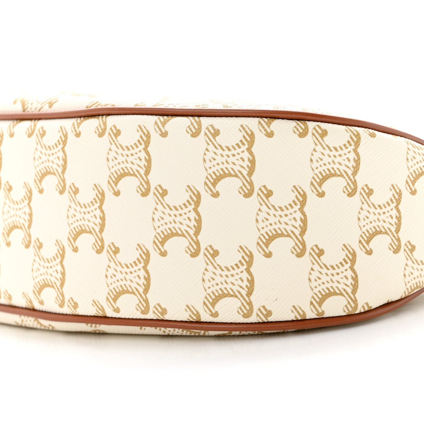 Canvas Calfskin Ava Triomphe Shoulder Bag White