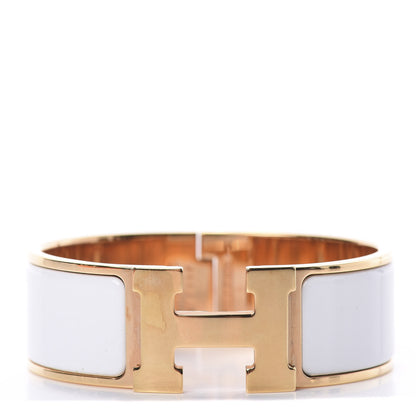 Hermes Enamel Wide Clic Clac H Bracelet GM White 1 of 3