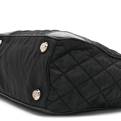 Chanel Nylon Calfskin Quilted CC Paris New York Tote Bag Black 10 of 10